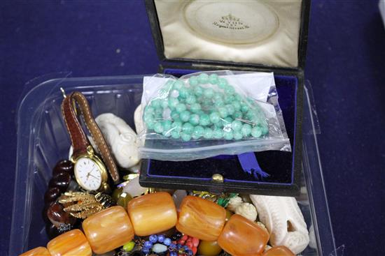 A group of assorted costume jewellery and watches etc.